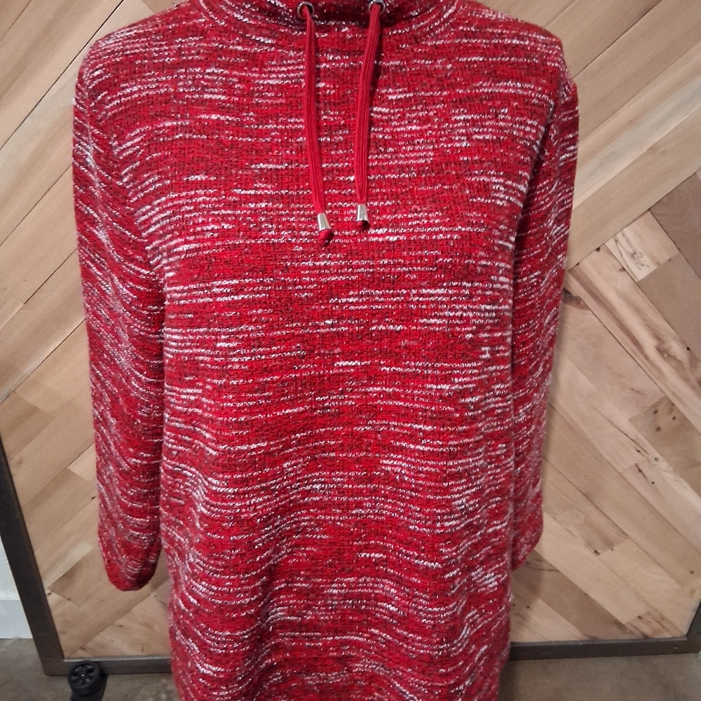 BonWorth Red and White Turtleneck Sweater